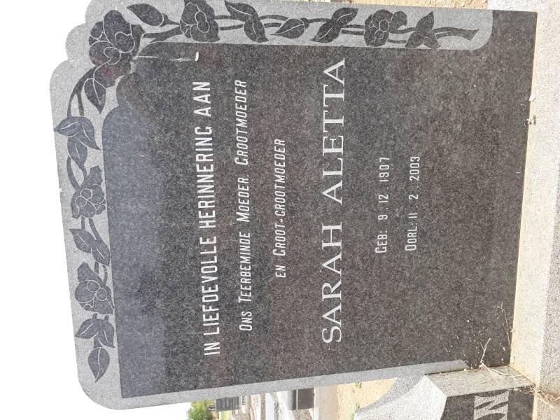 HARTMAN Sarah Aletta nee VENTER 1907-2003