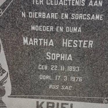 KRIEL Martha Hester Sophia 1893-1976