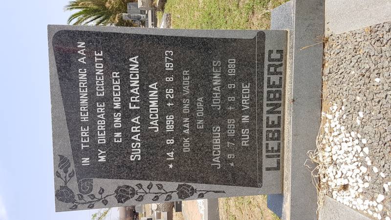 LIEBENBERG Jacobus Johannes 1899-1980 &amp; Susara Francina Jacomina 1896-1973