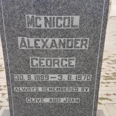 McNICOL Alexander George 1889-1970