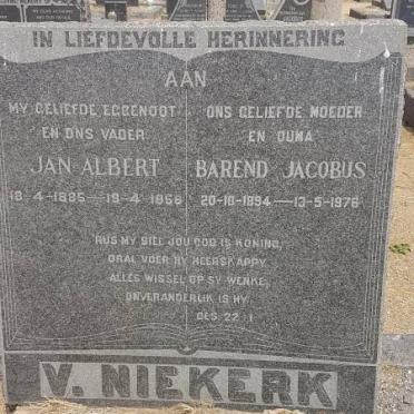 NIEKERK Jan Albert, v. 1885-1958 &amp; Barend Jacobus 1894-1976