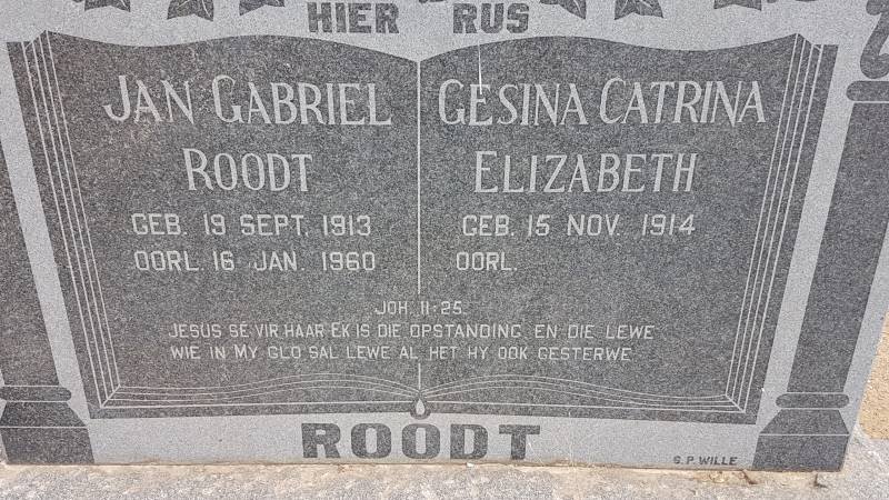 ROODT Jan Gabriel 1913-1960 &amp; Gesina Catrina Elizabeth 1914-