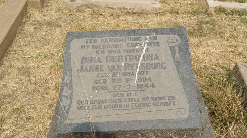 RENSBURG Dina Gertruidha, Janse van nee MYNHARDT 1904-1944