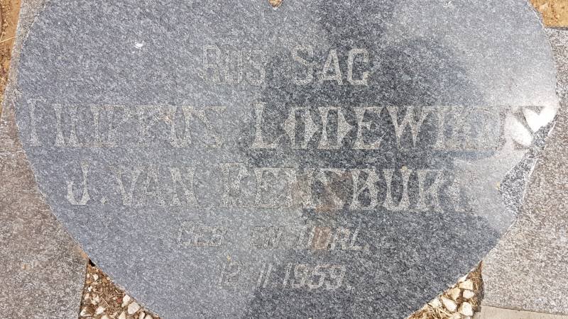 RENSBURG Filippus Lodewikus, J. van 1959-1959