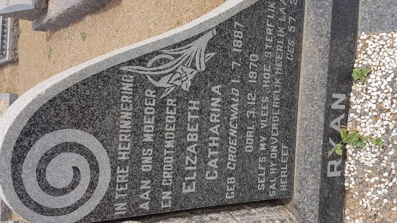 RYAN Elizabeth Catharina nee GROENEWALD 1887-1970