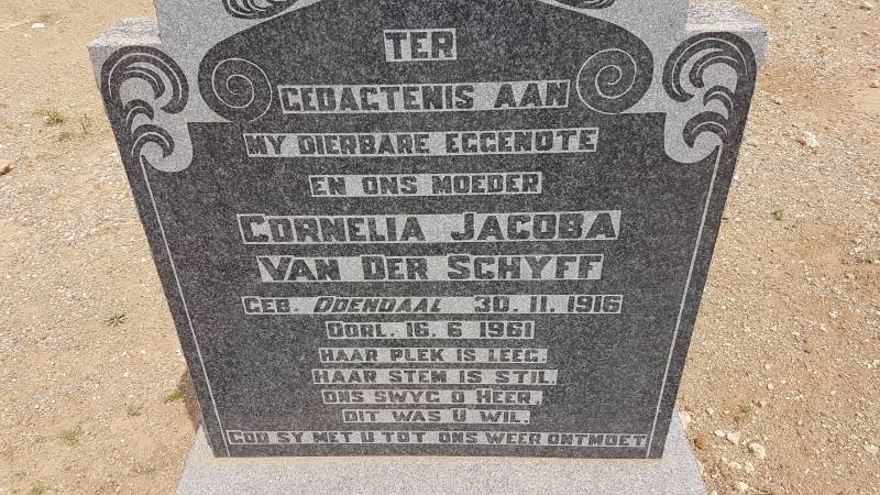 SCHYFF Cornelia Jacoba, van der nee ODENDAAL 1916-1961