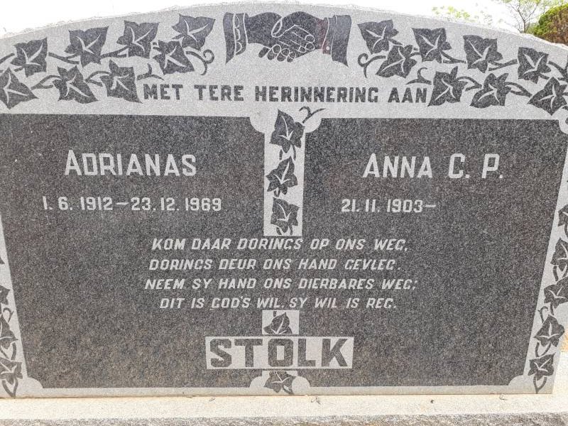 STOLK Adrianas 1912-1969 &amp; Anna C.P. 1903-