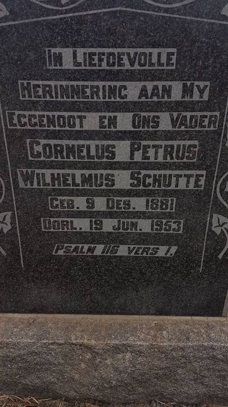 SCHUTTE Cornelus Petrus Wilhelmus 1881-1953