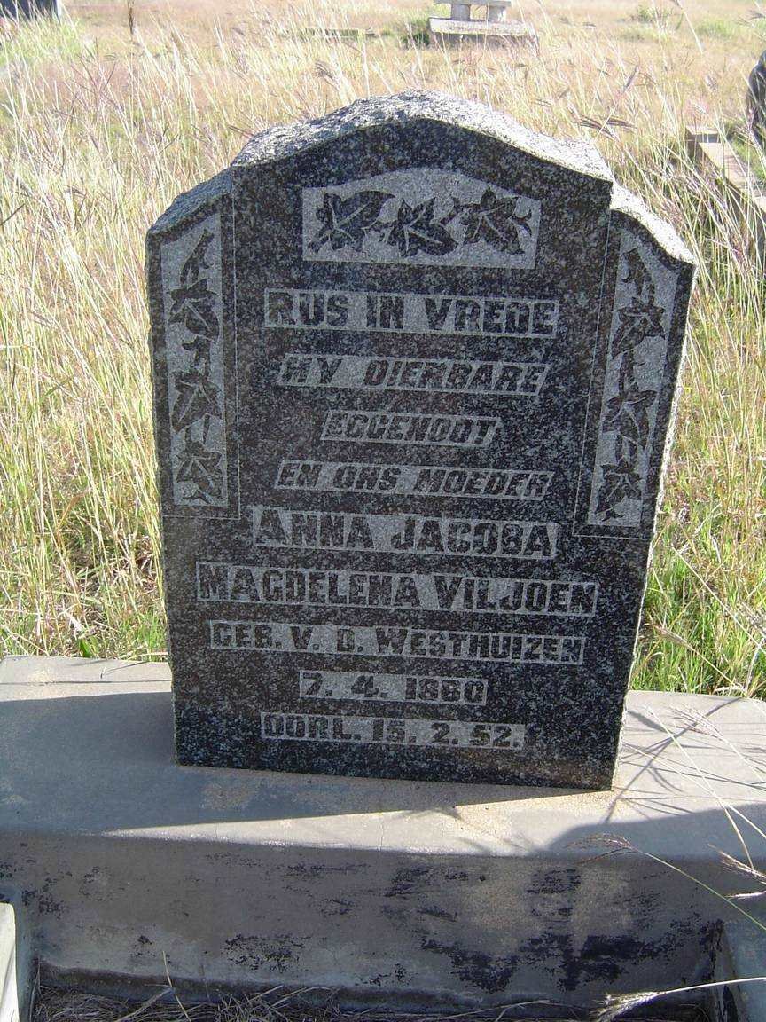 VILJOEN  Anna Jacoba Magdalena nee V.D. WESTHUIZEN 1880-1952