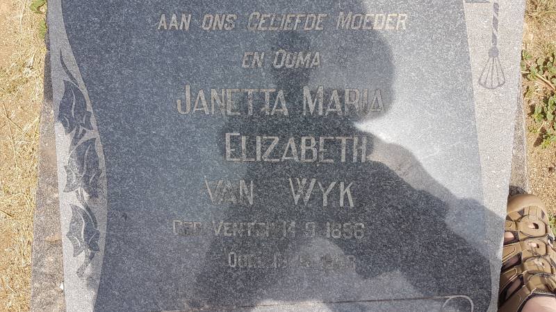 WYK Janetta Maria Elizabeth, van nee VENTER 1896-1963