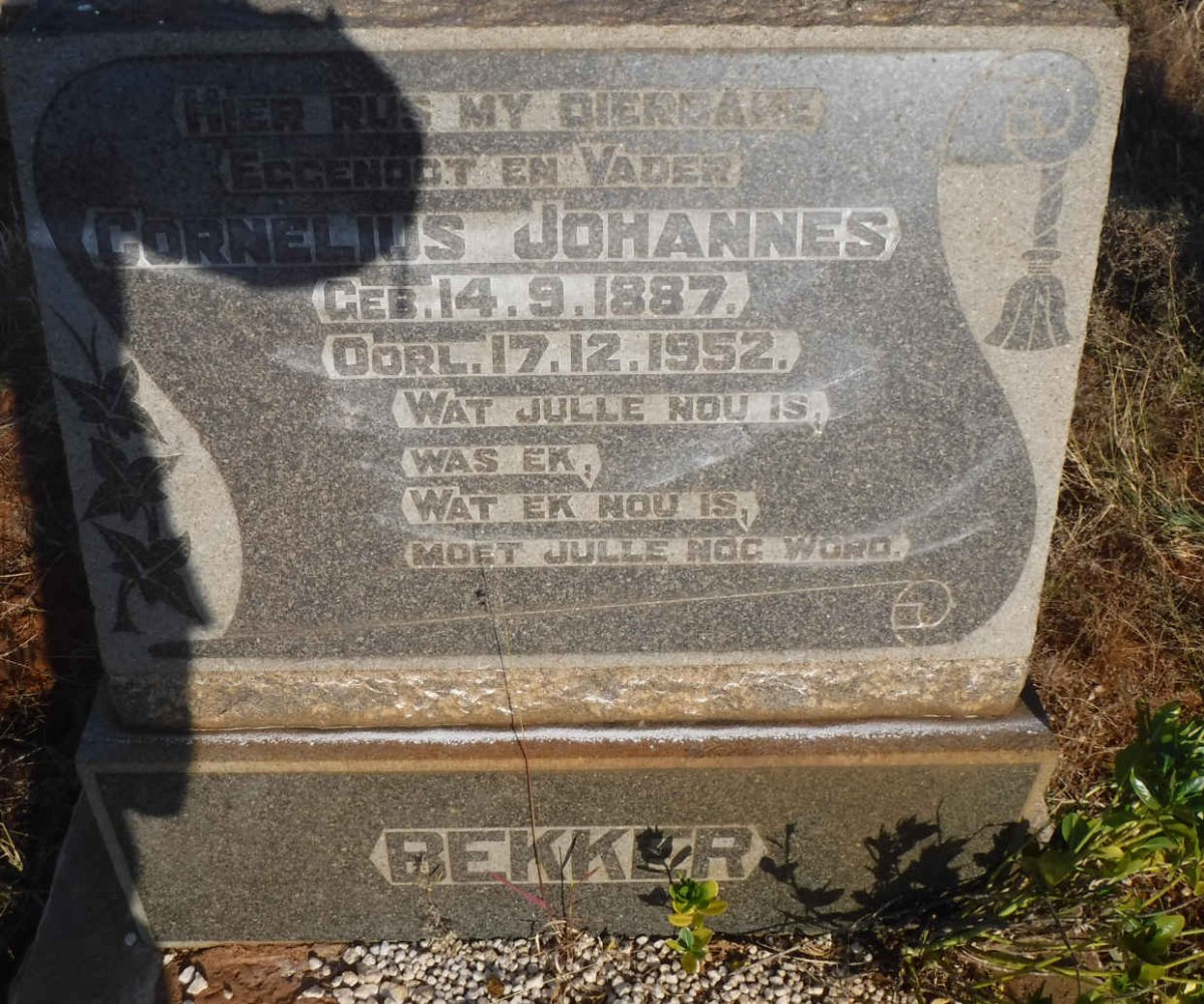 BEKKER Cornelius Johannes 1887-1952