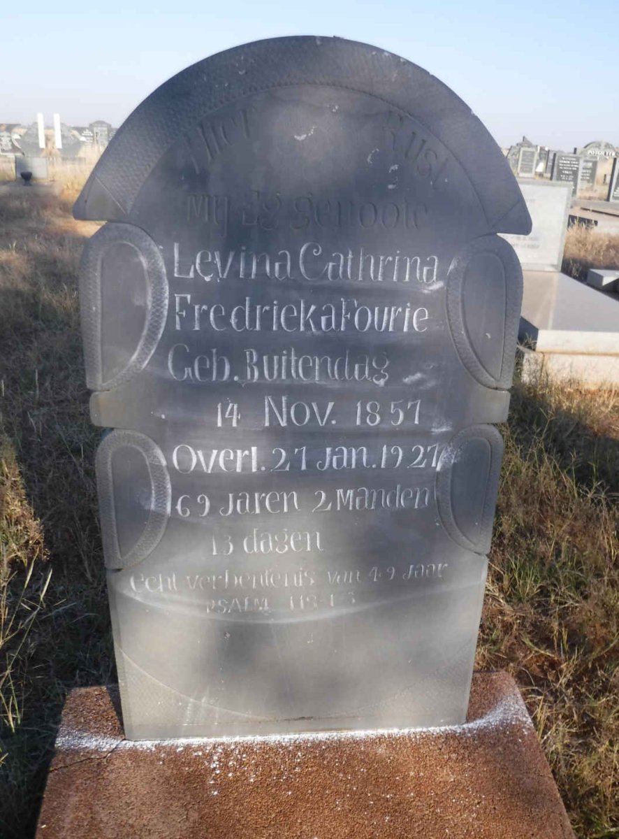 FOURIE Levina Cathrina Fredrieka nee BUITENDAG 1857-1921