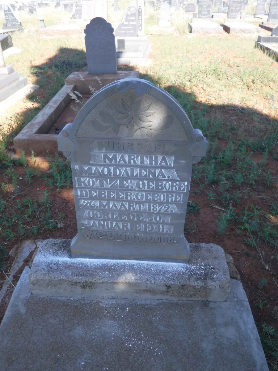 KOTZE Martha Magdalena nee DE BEER 1872-1941