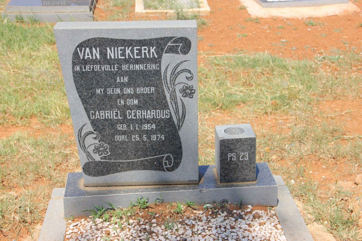 NIEKERK Gabriel Gerhardus, van 1954-1974