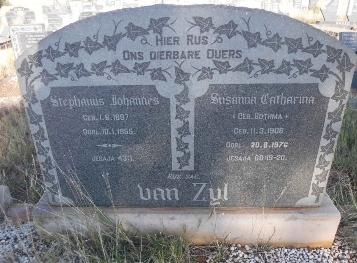 ZYL Stephanus Johannes, van 1897-1955 &amp; Susanna Catharina BOTHMA 1906-1976