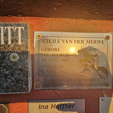 MERWE H.J.C., van der nee MYBURGH 1962-2022