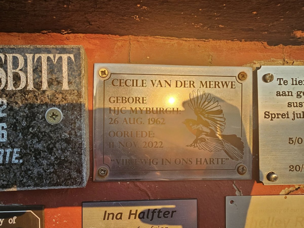 MERWE H.J.C., van der nee MYBURGH 1962-2022