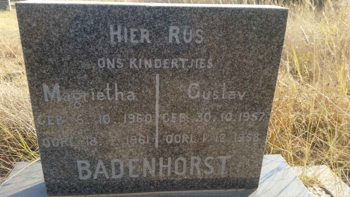 BADENHORST Gustav 1957-1958 :: BADENHORST Magrietha 1960-1961