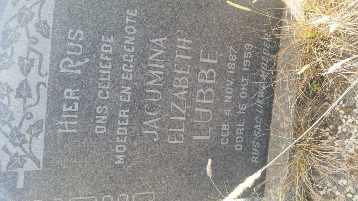 LUBBE Jacumina Elizabeth 1887-1959