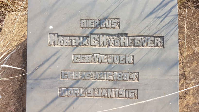 HEEVER Martha C.M., v.d. nee VILJOEN 1884-1916