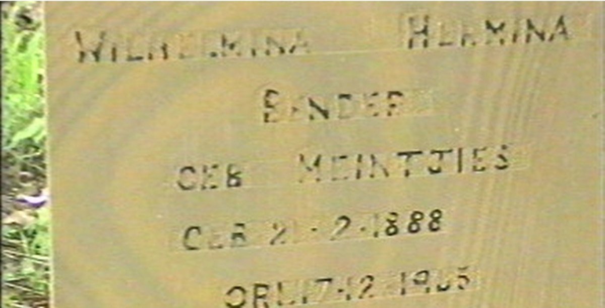 BENDER Wilhelmina Hermina nee MEINTJIES 1888-1965
