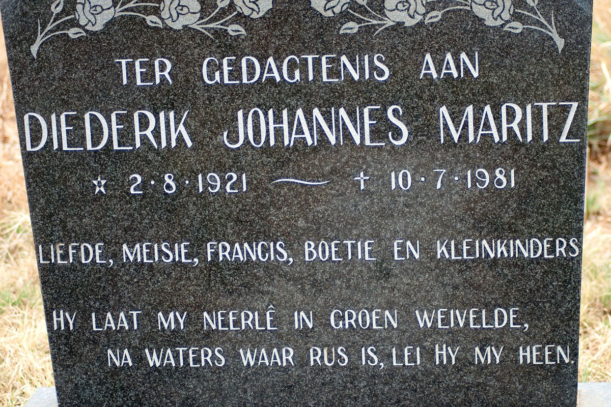 MARITZ Diederik Johannes 1921-1981