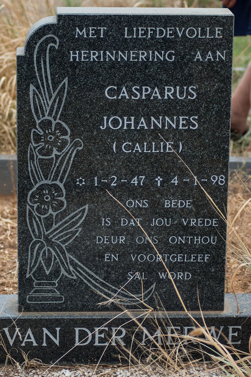 MERWE Casparus Johannes, van der 1947-1998