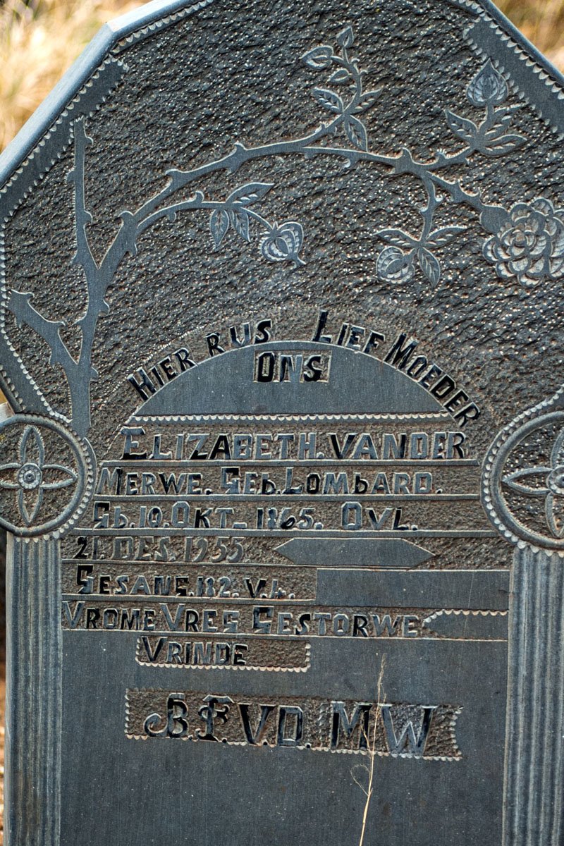 MERWE Elizabeth, van der nee LOMBARD 1865-1955