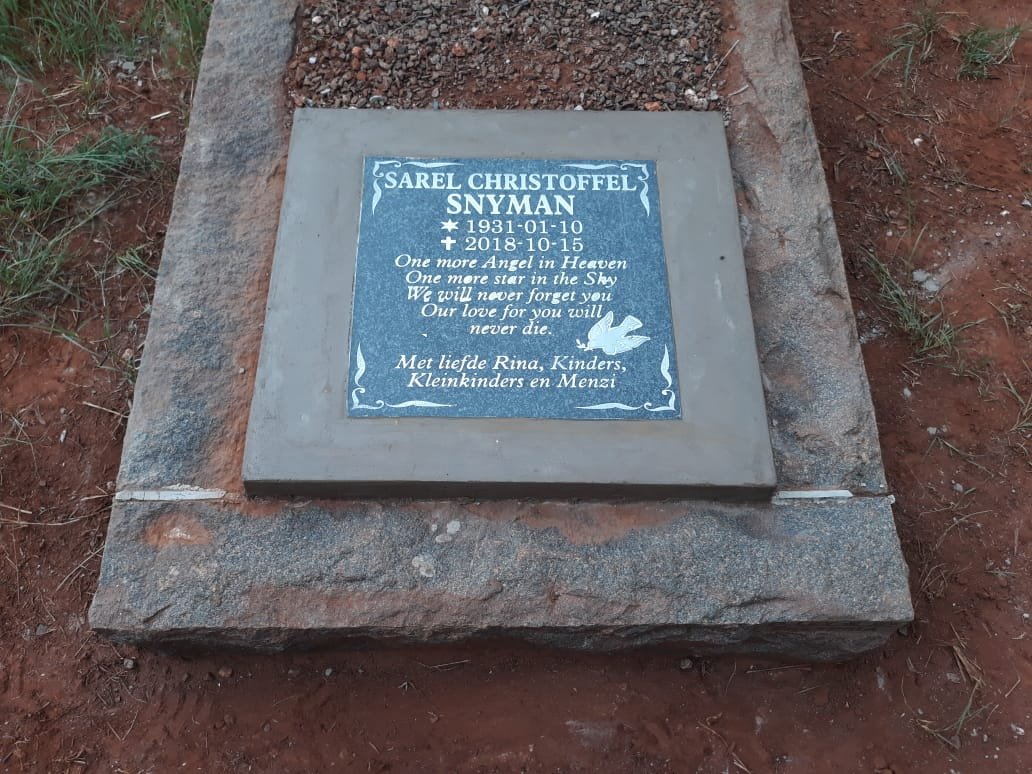 SNYMAN Sarel Christoffel 1931-2018