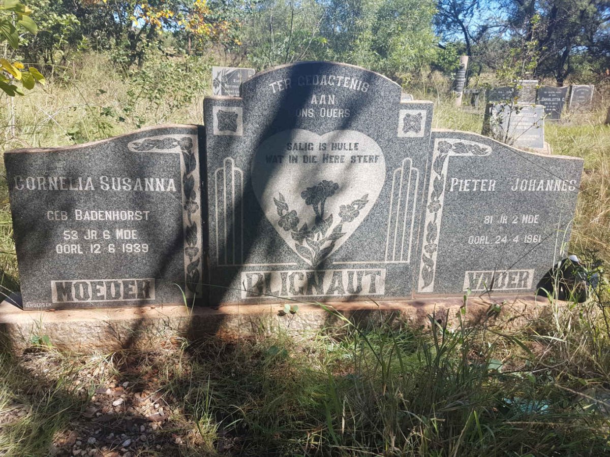 BLIGNAUT Pieter Johannes -1961 &amp; Cornelia Susanna BADENHORST -1939