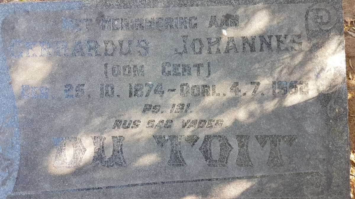 TOIT Gerhardus Johannes, du 1874-1952