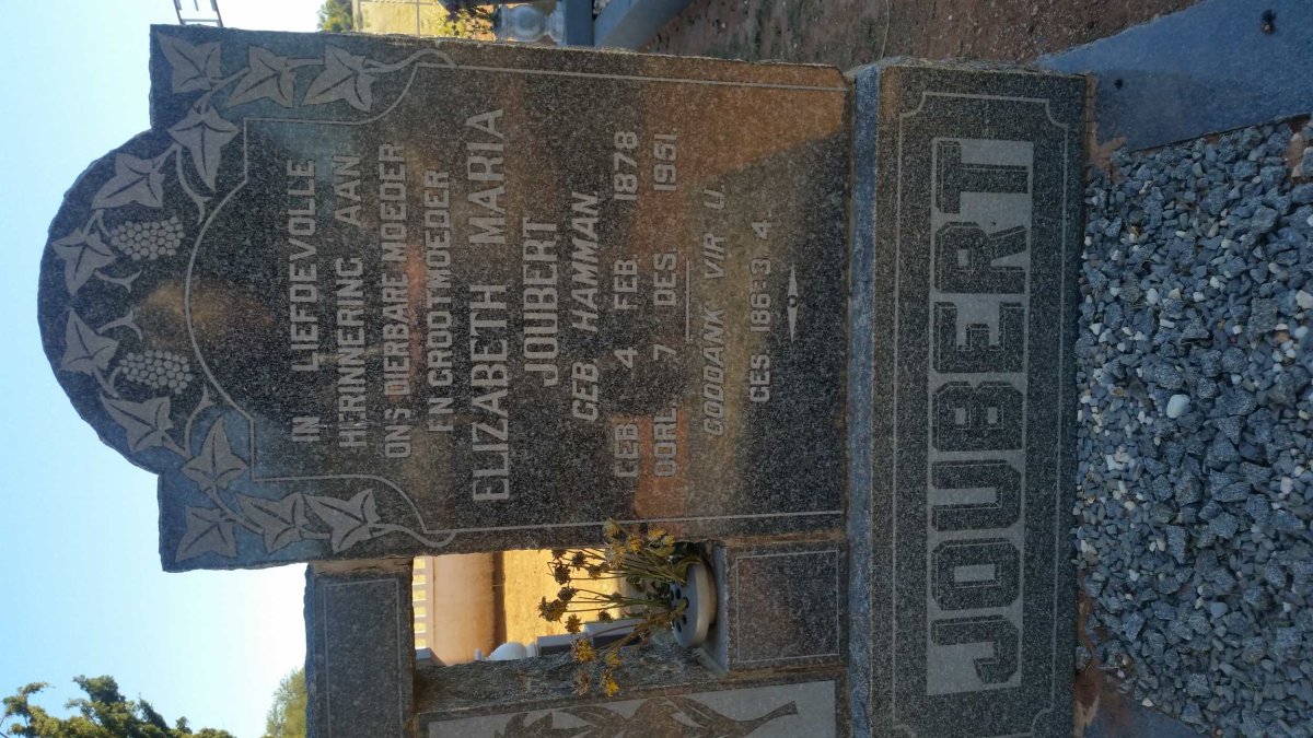 JOUBERT Elizabeth Maria nee HAMMAN 1878-1951
