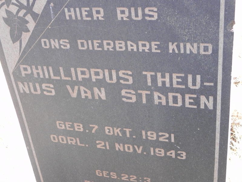 STADEN Phillippus Theunus, van 1921-1943
