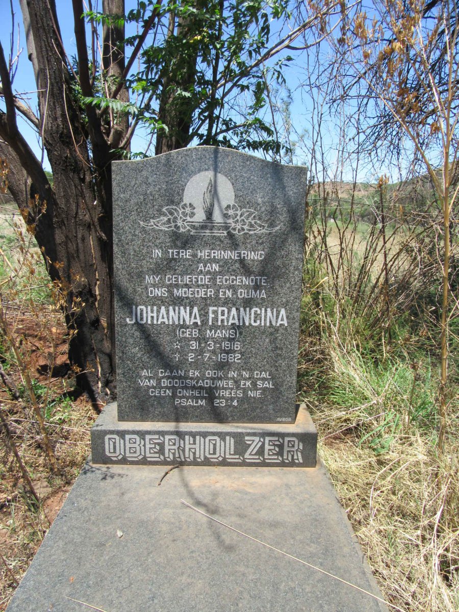 OBERHOLZER Johanna Francina nee MANS 1916-1982