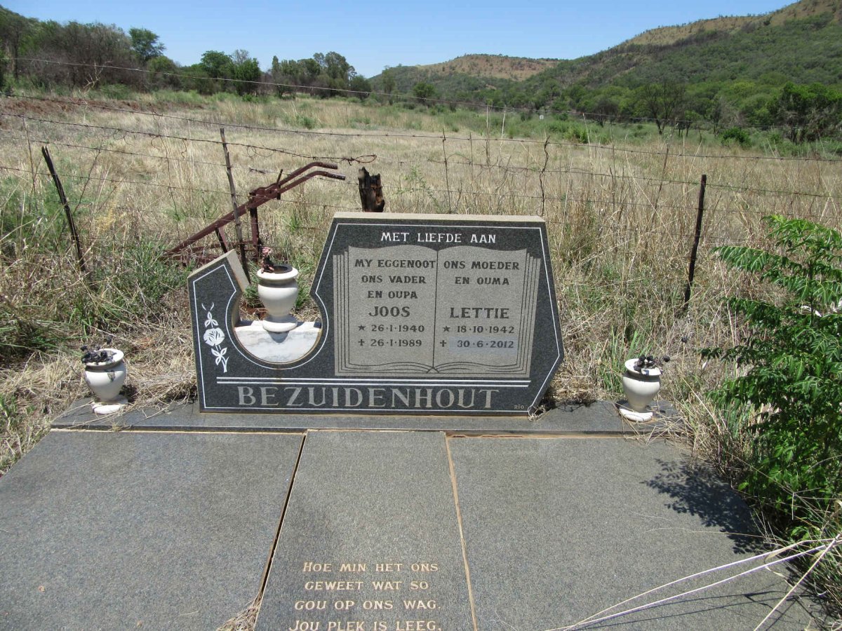 BEZUIDENHOUT Joos 1940-1989 &amp; Lettie 1942-2012