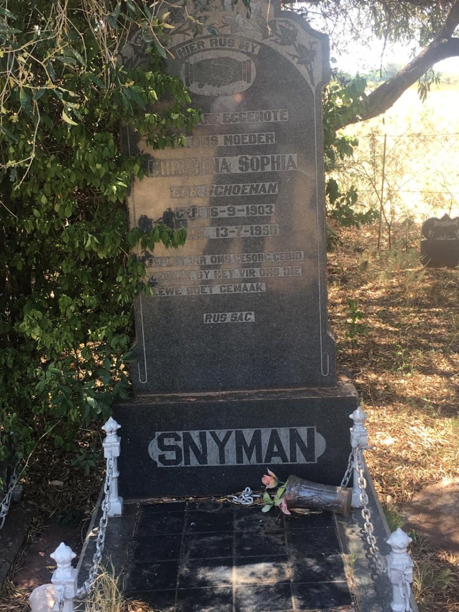SNYMAN Christina Sophia nee SCHOEMAN 1903-1956