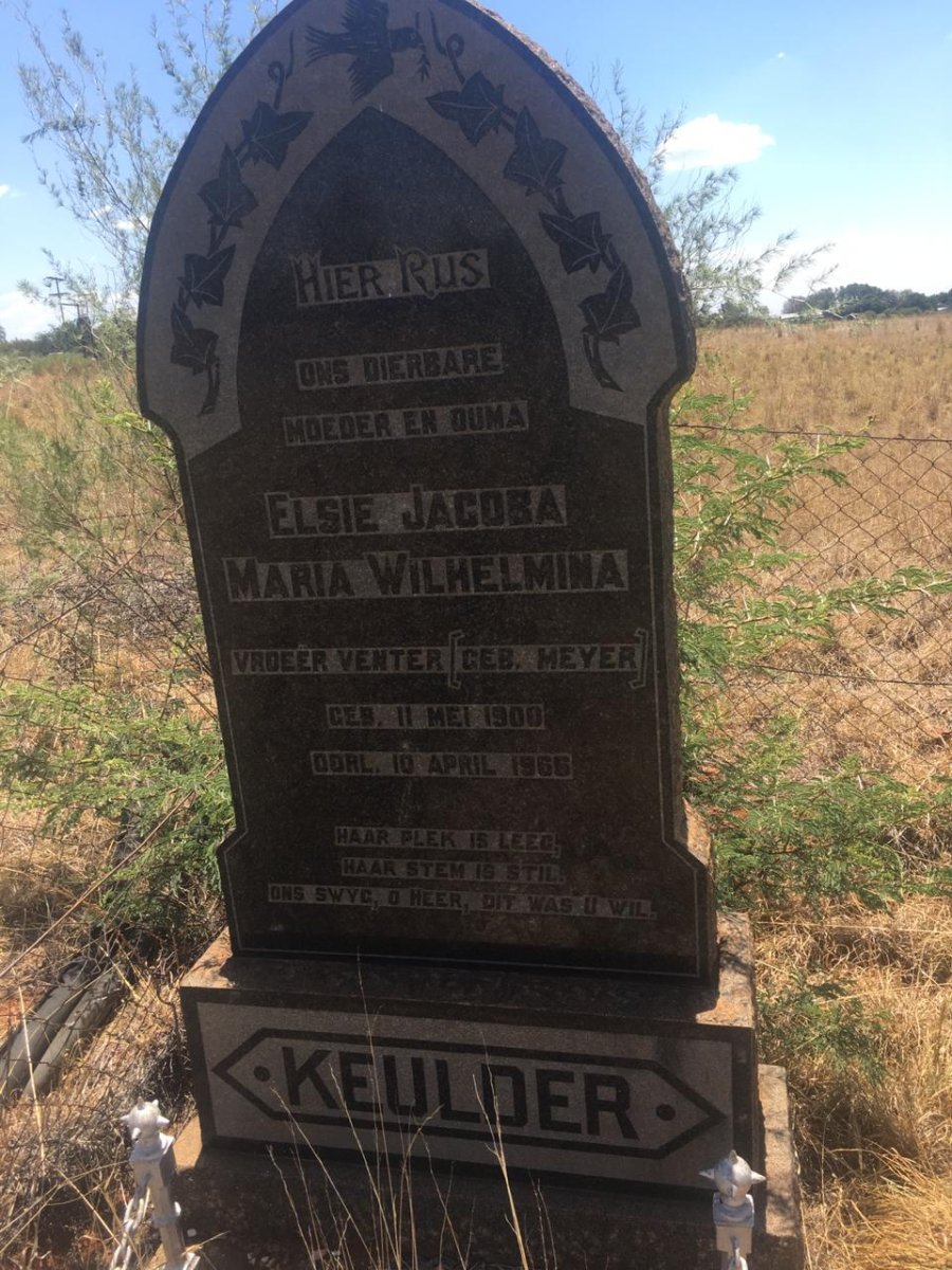 KEULDER Elsie Jacoba Maria Wilhelmina voorheen VENTER nee MEYER 1900-1966
