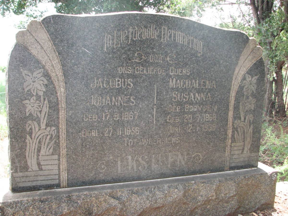 EKSTEEN Jacobus Johannes 1867-1956 &amp; Magdalena Susanna BOOYSEN 1868-1939