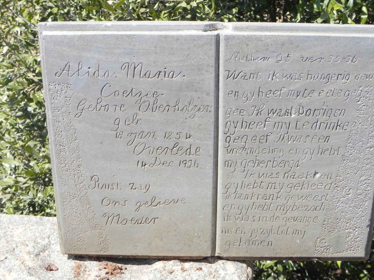 COETZEE Alida Maria nee OBERHOLZER 1854-1926