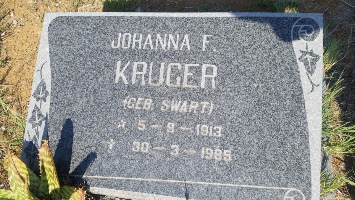 KRUGER Johanna F. nee SWART 1913-1985