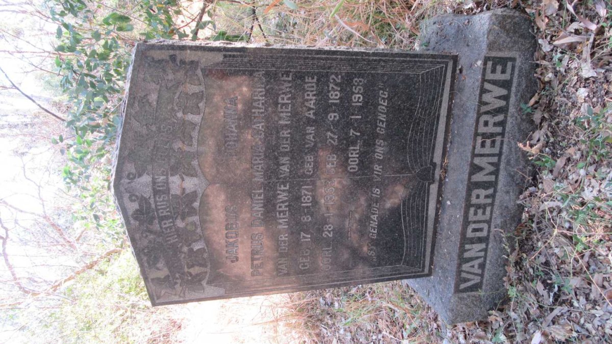 MERWE Jakobus Petrus Daniel, van der 1871-1953 &amp; Johanna Maria Catharina VAN AARDE 1872-1953