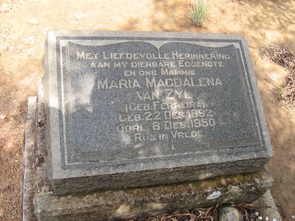 ZYL Maria Magdalena, van nee FERREIRA 1892-1950