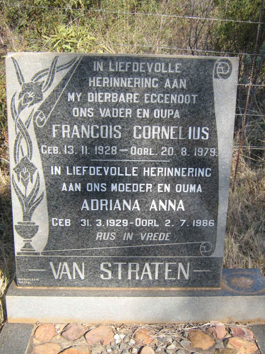 STADEN Francois Cornelius, van 1928-1979 &amp; Adriana Anna 1929-1986