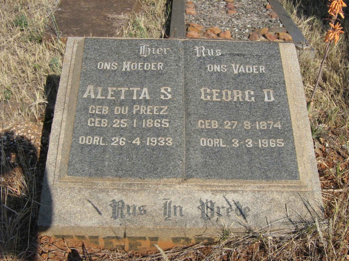 ENGELBRECHT Georg D. 1874-1965 &amp; Aletta S. DU PREEZ 1865-1933
