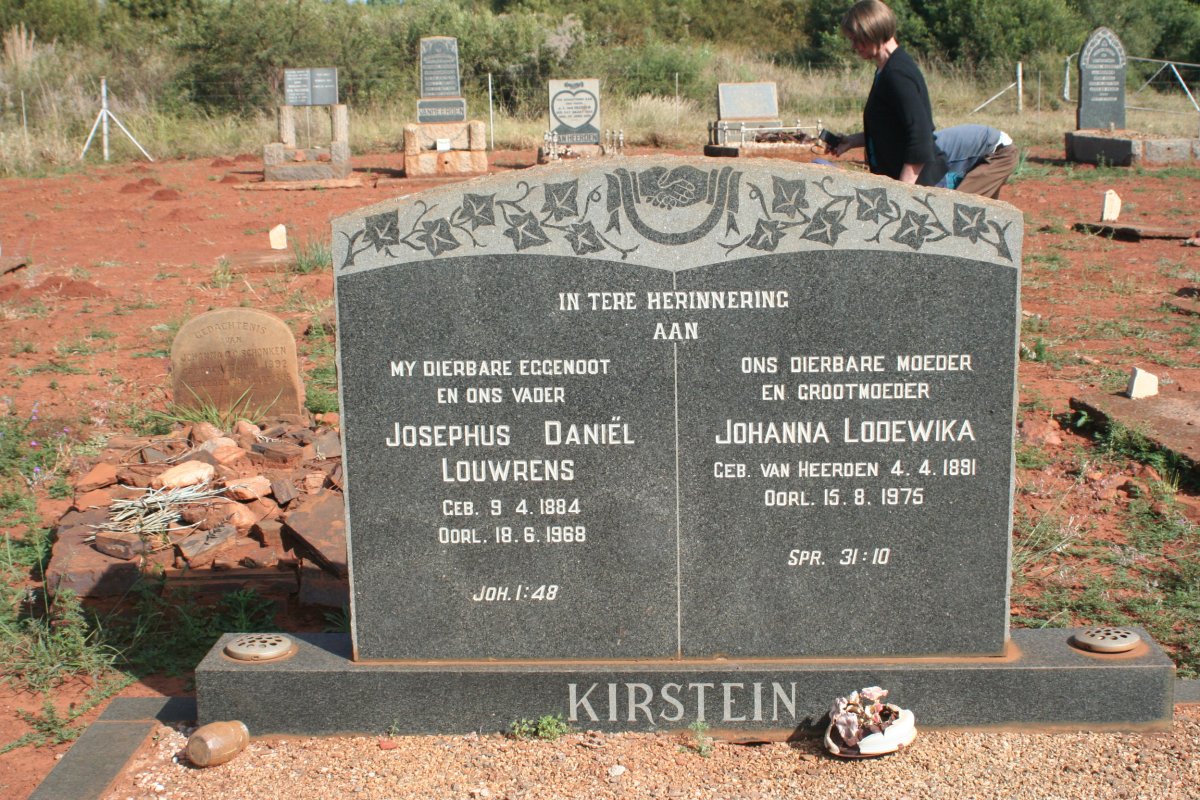 KIRSTEIN Josephus Daniël Louwrens 1884-1968 &amp; Johanna Lodewika VAN HEERDEN 1891-1975