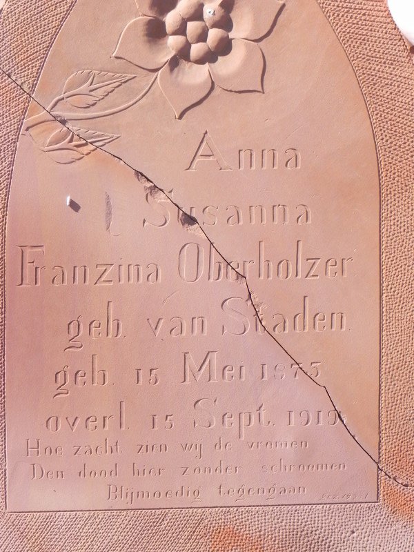 OBERHOLZER Anna Susanna Franzina nee VAN STADEN 1875-1919