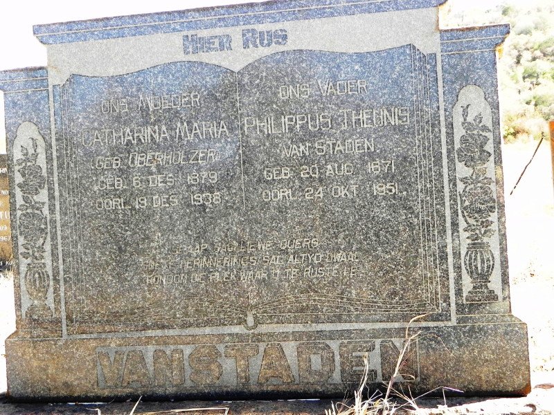 STADEN Phillippus Theunis, van 1871-1951 &amp; Catharina Maria OBERHOLZER 1879-1938