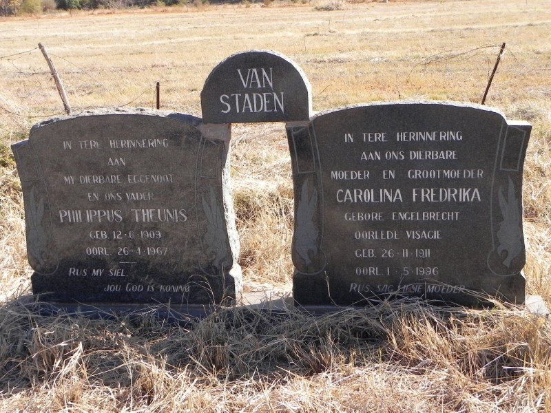 STADEN Phillippus Theunis, van 1909-1967 &amp; Carolina Fredrika VISAGIE nee ENGELBRECHT 1911-1996