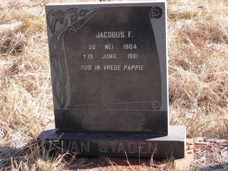 STADEN Jacobus F., van 1904-1981