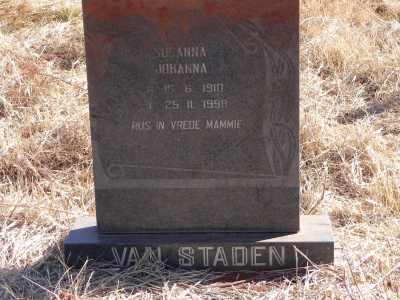 STADEN Susanna Johanna, van 1910-1998